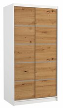 Riidekapp Adrk Furniture Riva 100, liugustega, 100 x 58 x 200 cm, pruun/valge