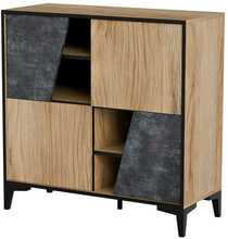 Raamaturiiul Cama Meble 4D OVO, 90 x 38 x 90 cm, tamm/betoon