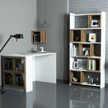 Kirjutuslaud Kalune Design 845 (II), 80 x 22 x 170 cm, valge/pruun