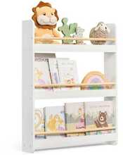 Lasteraamaturiiul Songmics, 3 taset, 60 x 12 x 75 cm, valge-looduslik