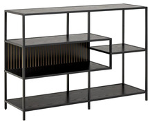 Raamaturiiul Actona Seaford, melamiin must, terasraam matt must, 114 x 35 x 78 cm