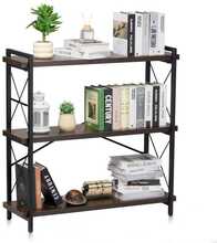 Metallist raamaturiiul Vevor, 3 taset, rustic stiil, pruun
