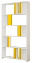 Raamaturiiul Kalune Design Lima 845HCT3639, 20 x 90 x 180 cm, valge/kollane