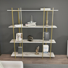 Põrandariiul Kalune Design Moss 875ZNA4549, 29.6 x 160 x 180 cm, kuldne/valge