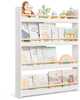 Laste raamaturiiul Songmics, 4 taset, 80 x 100 x 12 cm, valge-naturaalne