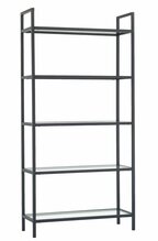 Raamaturiiul Kalune Design K100, 30 x 80 x 165 cm, must, 100 prots. karastatud klaas, raam: 100 prots. metall