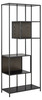 Raamaturiiul Actona Seaford, 77 x 35 x 185 cm, melamiin must saarepuu, terasraam matt must