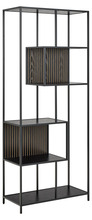 Raamaturiiul Actona Seaford, 77 x 35 x 185 cm, melamiin must saarepuu, terasraam matt must