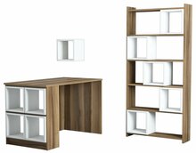 Kirjutuslaud Kalune Design 845 (II), 80 x 22 x 170 cm, pruun/valge
