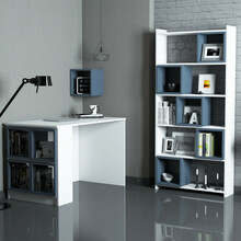 Kirjutuslaud Kalune Design 845 (II), 80 x 22 x 170 cm, valge/sinine