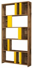 Raamaturiiul Kalune Design Lima 845HCT3645, 20 x 90 x 180 cm, kollane/pähkel