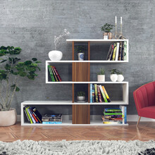 Põrandariiul Kalune Design Karlin, 20 x 120 x 109 cm, valge/pähkel