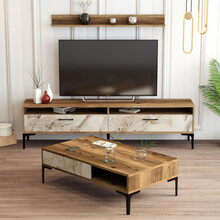 Elutoa mööblikomplekt Kalune Design Istanbul Marble, sise, pähkel/liiv