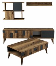 Elutoa mööblikomplekt Kalune Design Madrid, 3-osaline, antratsiit/pähkel