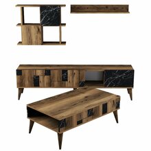 Elutoa mööblikomplekt Kalune Design Madrid, 4-osaline, must/pähkel