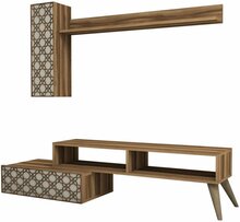 Elutoamööbli komplekt Kalune Design 845(XLV), pruun, kreem/pähkel, 37.2 x 150 x 37.8 cm