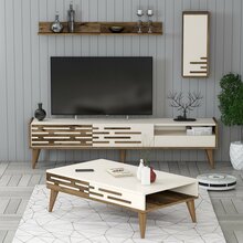 Elutoa mööblikomplekt Kalune Design Valensiya, 4-osaline, siseruumidesse, kreemjas/pähkel