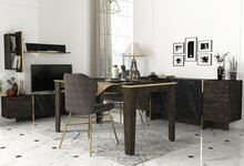 Elutoa mööblikomplekt Kalune Design Veyron Set 3, sise, kuldne/must