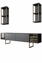 Elutoa mööblikomplekt Kalune Design Gold Line, antratsiit/kuldne