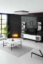Elutoa mööblikomplekt Kalune Design, 100 prots. melamiiniga kaetud puitlaastplaat, valge/must