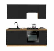 Köögikomplekt Topeshop Vario 200 cm, must/tamm
