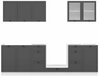 Köögimööblikomplekt Black Red White Junona Line, 220-260 cm, hall/valge