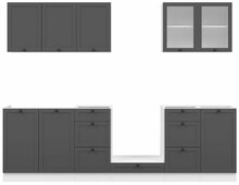 Köögimööblikomplekt Black Red White Junona Line, 220-260 cm, hall/valge