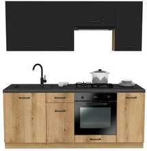 Köögikomplekt Topeshop Vario 200 cm, must/tamm, 2 m