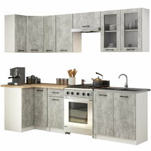 Köögimööbli komplekt Akord Oliwia H720, 300 cm, valge/betoon/hall