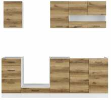 Köögimööbli komplekt Black Red White Junona Line, 2.2 m, pruun/valge