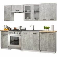 Köögimööbli komplekt Akord Olivia H720, 240 cm, valge/betoon