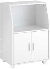 Köögikapp ratastega Sobuy FRG241-W, 55 x 38 x 84 cm, valge/hõbedane