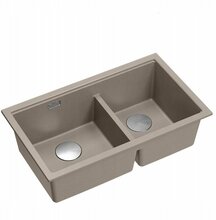 Kahekordne graniidist köögivalamu Graniteq Quadron LOGAN 120, 76 x 45 x 23,5 cm, helepruun/roostevaba teras