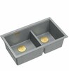 Kahekordne köögivalamu Graniteq Quadron LOGAN 120, 76 x 45 x 23.5 cm, hõbekivi/kuldne PVD