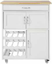 Köögikapp ratastel Sobuy FKW45-WN, 67 x 38 x 86 cm, valge/pruun