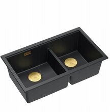Kahekordne köögivalamu Quadron LOGAN 120, 76 x 45 x 23.5 cm, puhas süsi + kuldne PVD