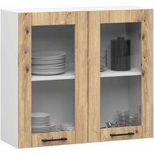 Rippuv köögikapp Akord Oliwia W80, 80 x 30.5 x 72 cm, läbipaistev/pruun/valge
