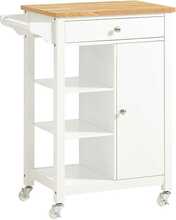 Ratastel köögikapp Sobuy FKW46-WN, 68 x 40 x 86 cm, valge/heledapruun
