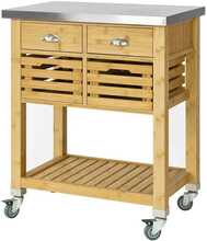 Köögikapp ratastega Sobuy FKW40-N, 73 x 46 x 93 cm, pruun