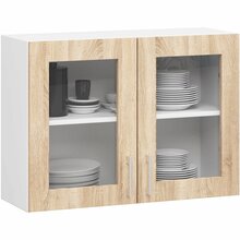 Ülemine köögikapp Akord Lima W80 H580, 80 x 30.5 x 58 cm, pruun/valge