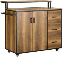 Köögisaar ratastel Sobuy KNL02-PF, 113 x 106 x 69 cm, pruun