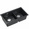 Kahekordne graniidist köögivalamu Graniteq Quadron LOGAN 120, 76 x 45 x 23.5 cm, must diamond + steel