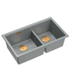 Kahekordne köögivalamu Quadron LOGAN 120, 76 x 45 x 23,5 cm, hõbekivi + vask PVD