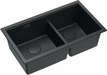 Kahekordne köögivalamu Graniteq Quadron LOGAN 120, 76 x 45 x 23.5 cm, puhas süsi + must matt