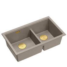 Kahekordne köögivalamu Quadron LOGAN 120, 76 x 45 x 23,5cm, helepruun/PVD kuldne