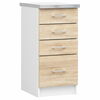 Köögikapp NORE Lima S40 4 sahtliga, 44.5 x 40 x 85.5 cm, valge/tamm