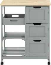 Köögikäru Sobuy FKW79-HG, 67 x 37 x 84.5 cm, hall/helepruun