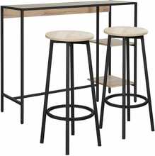 Baarikomplekt Home4You Hedvig, laud ja 2 baaripukki, hall/must