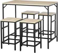 Baarilaua komplekt Homcom, 100 x 60 x 88 cm, 5-osaline, tamm/must