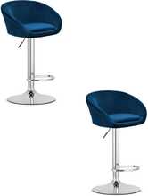 Baaritoolide komplekt Leobert East, 53 x 46 x 81 cm, tumesinine samet, 2 tk